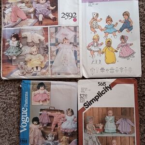 Vintage Doll Sewing Pattern Collection - Assorted Colors